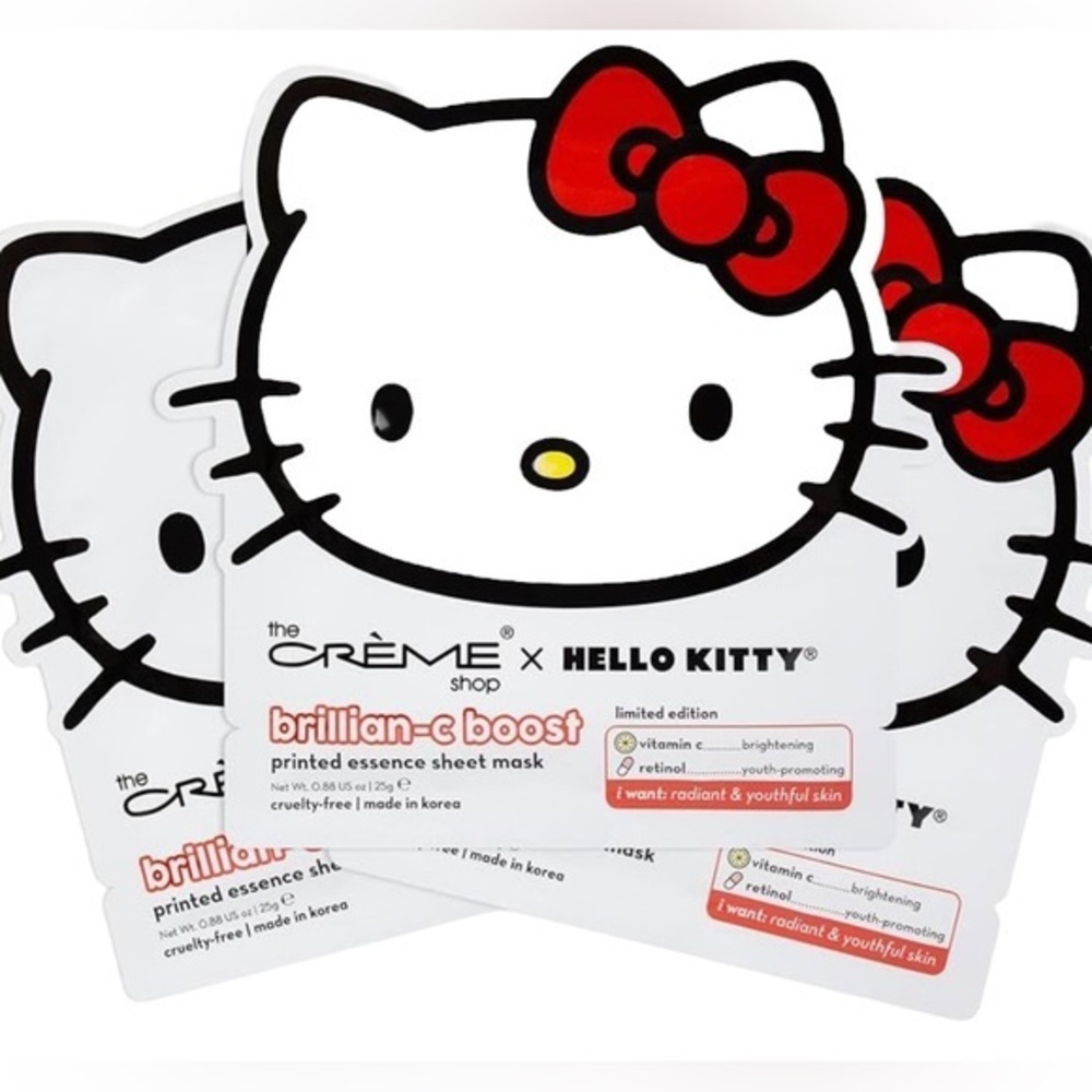 The Crème Shop x Hello Kitty Brillian-C Boost Printed Essence Sheet Mask 3 Pack